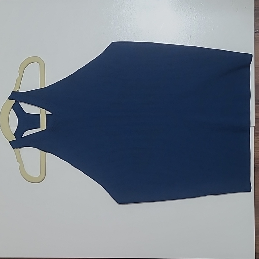 K.ngsley Marine M.S.B Halter Knot tank top, dark blue, size small